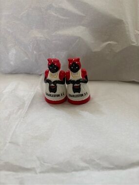 Vintage Charleston SC Red & White Ceramic Salt and Pepper Shakers - Pair